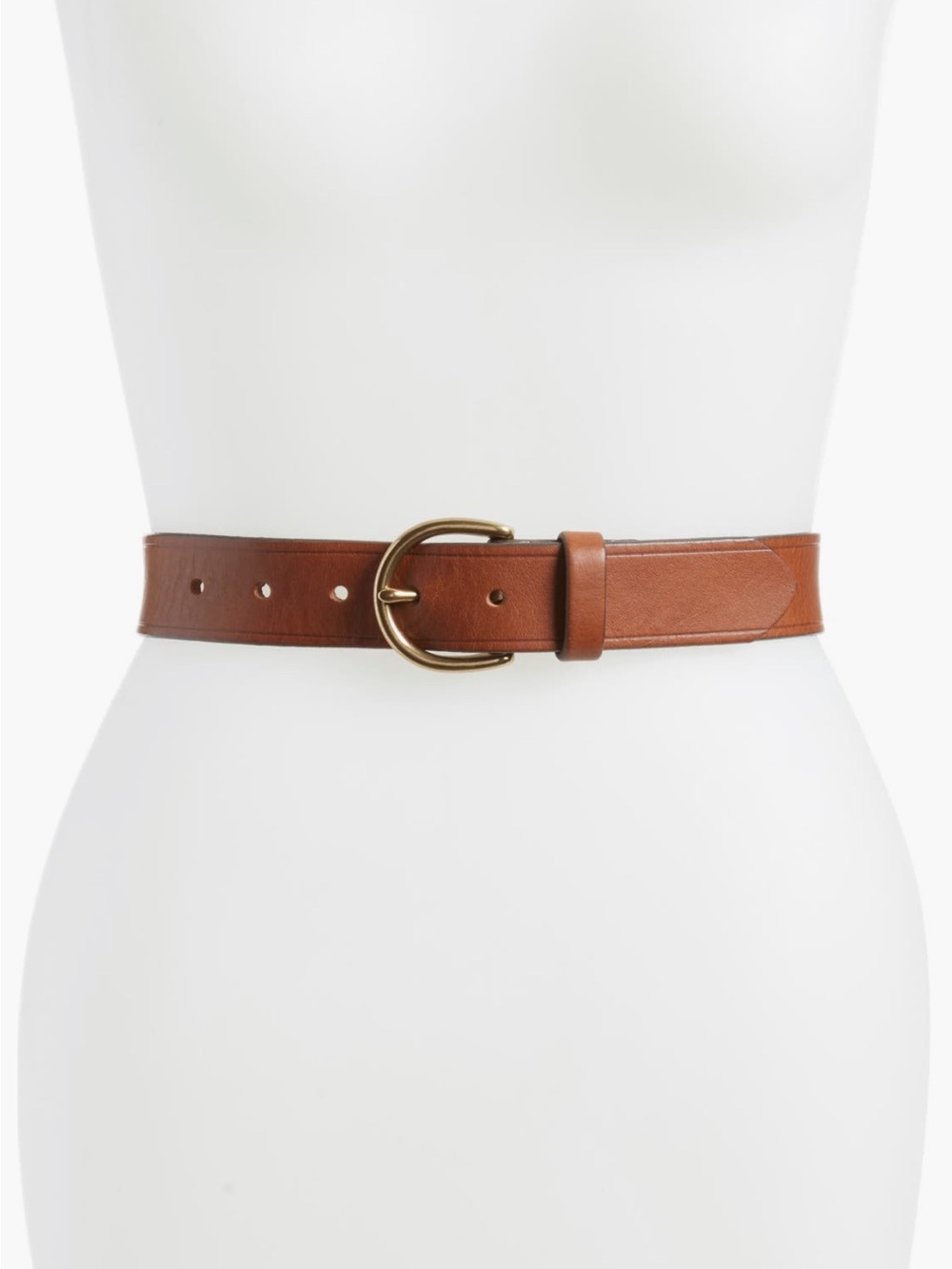 Madewell Medium Perfect Leather Belt in Pecan/Gold